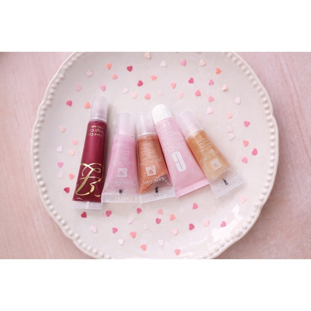 5pc Lip Gloss Bundle NWOB Lancôme Clinique Estée Lauder‎ Clarins Travel Set